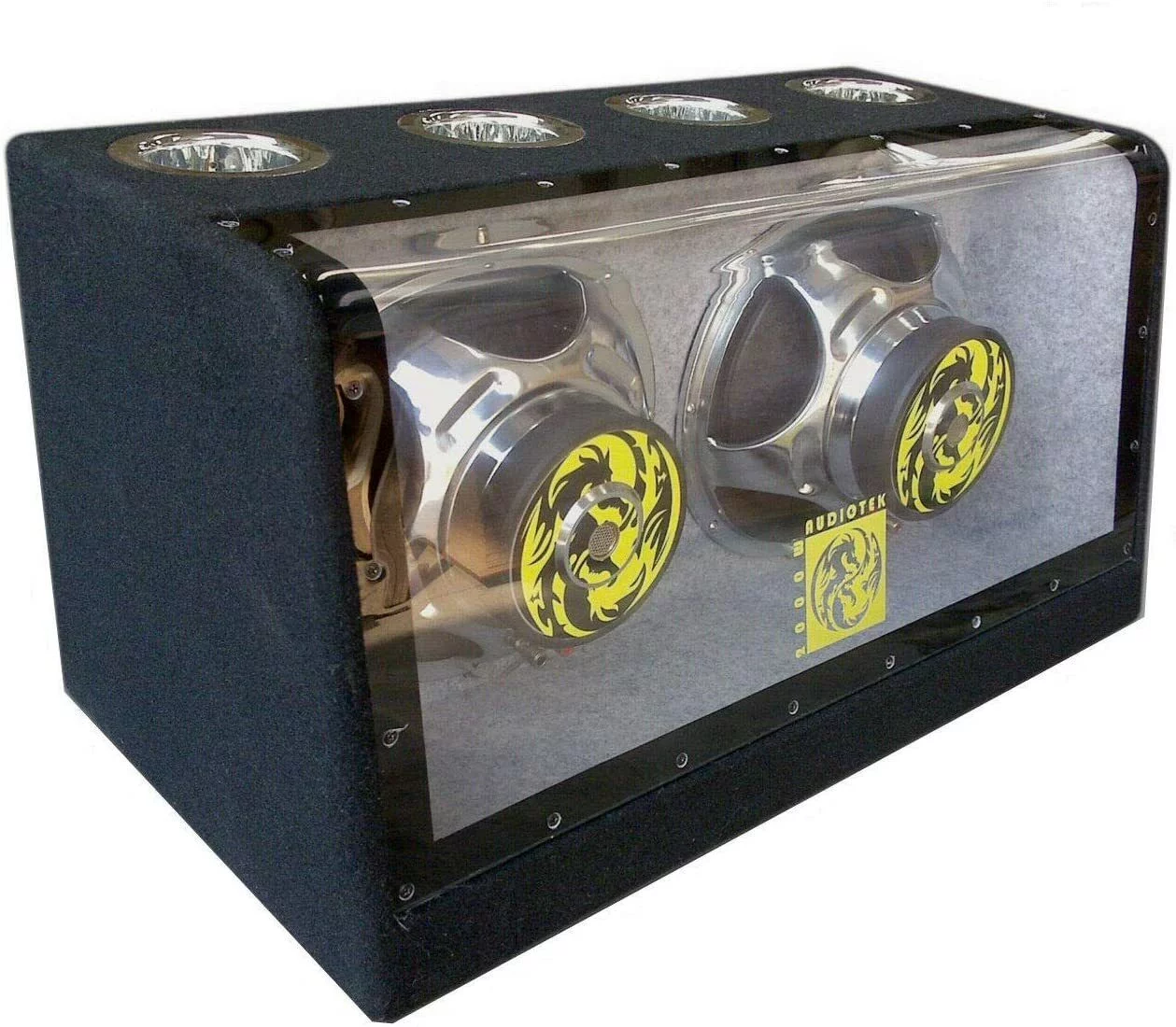 Audiotek 12" 2000W BANDPASS CUSTOM BASS Box + 2000W Car Audio AmplifierAmp + Kit Bundle