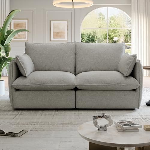 Cloud Modular Sectional Sofa, Waterproof Down Filled Sectional Sofas, High Backrest V Shaped 5 Seater Sectional Couches for Living Room