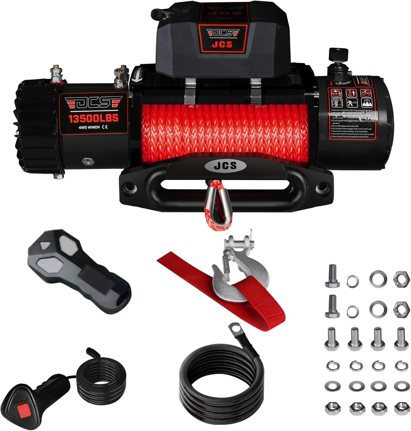 JCS Winch 13500 lb Synthetic12V Electric Wench Rope Electric Winch Turck Winch
