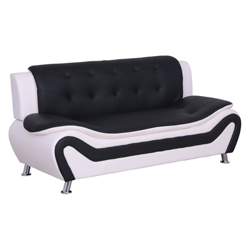 Home Square 3-Piece Set with Sofa and 2 Club Chairs in Black & White