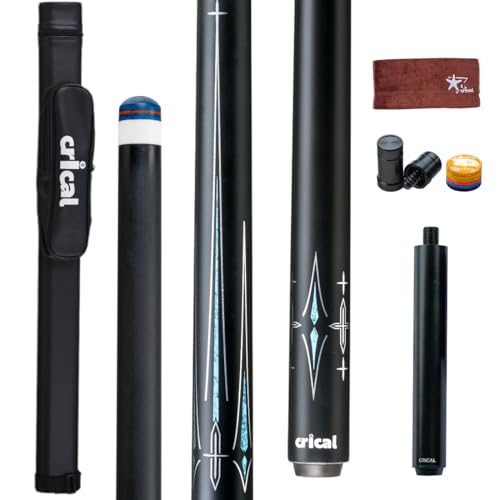 CRICAL Carbon Fiber Pool Cue Stick 58" Billiard Cue Sticks Professional Low Deflection Pool Sticks with 3/8 * 8 Pin Joint and 12.5mm Tip