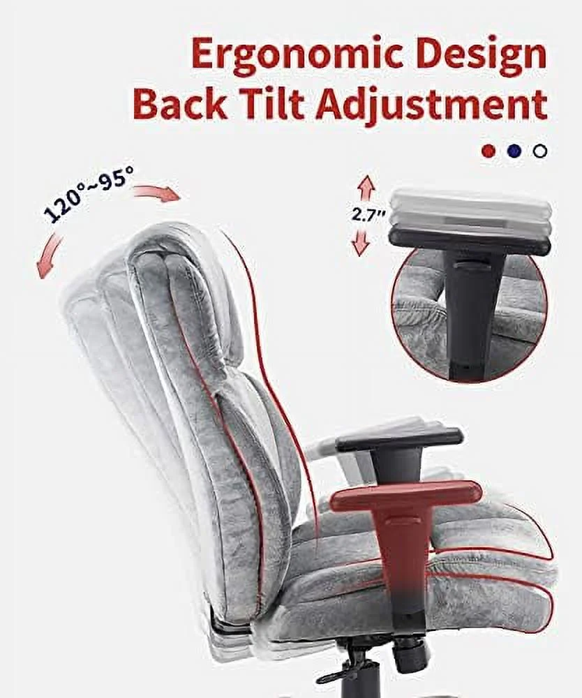 RUNFAYBIU Ergonomic Big Tall Wide Heavy Office Chair 400lbs with Soft Cushion Adjustable Height Thick Padding Headrest and Armrest Executive Desk