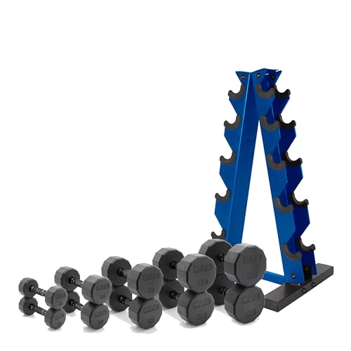 CAP Barbell 150 LB Coated Hex Dumbbell Weight Set with Vertical Rack | Multiple Options