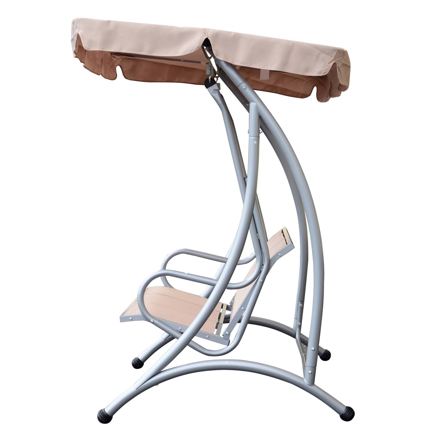 Outsunny 3 Person Steel Outdoor Patio Swing Chair with Canopy - Beige