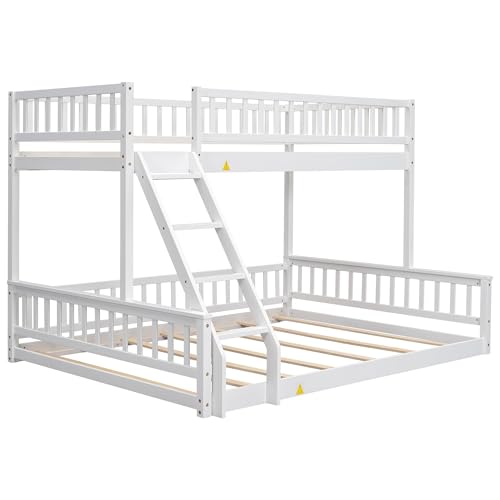 Ball & Cast Twin-Over-Twin Bunk Bed with Twin-Size Trundle and 3 Storage Stairs,Wood Bunkbed w/Full-Length Guardrails,Slat Support