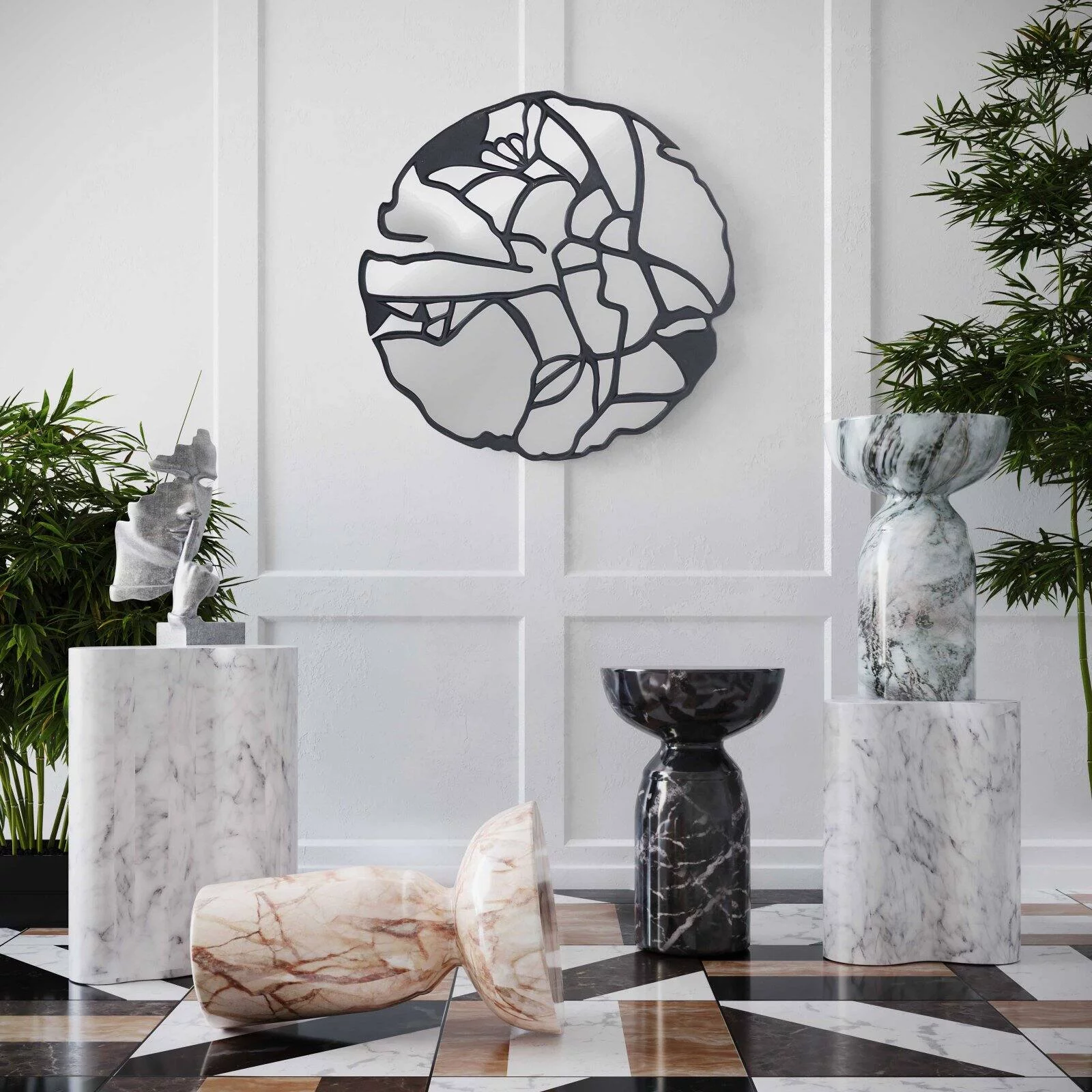 TOV Furniture Slab White Marble Side Table