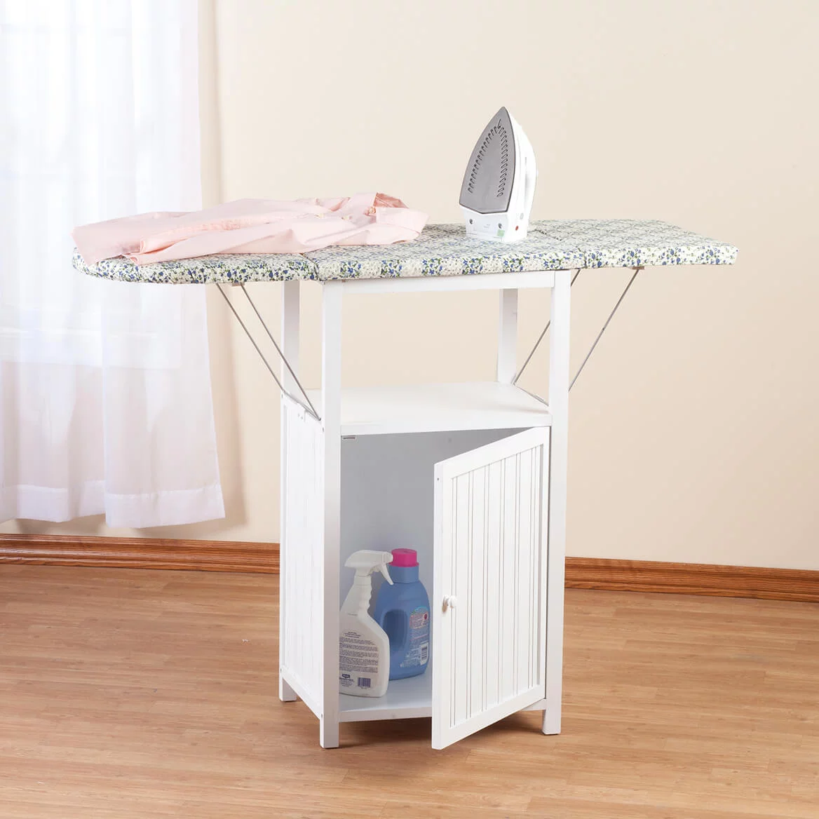 OakRidge Deluxe Ironing Board with Storage Cabinet, White - Radiant Selections