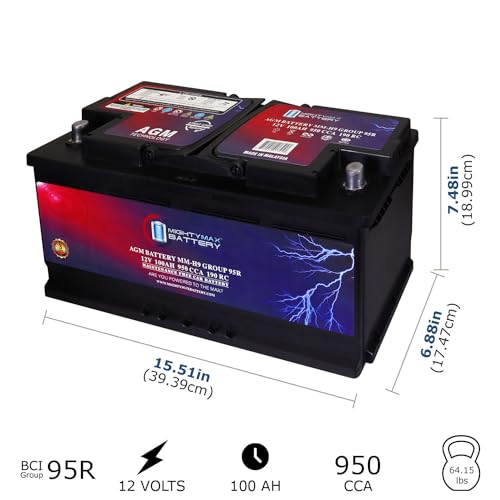 Mighty Max Battery MM-H5 Start and Stop Car BCI Group Size 47 12V 60 AH, 100RC, 680 CCA Rechargeable AGM Car Battery