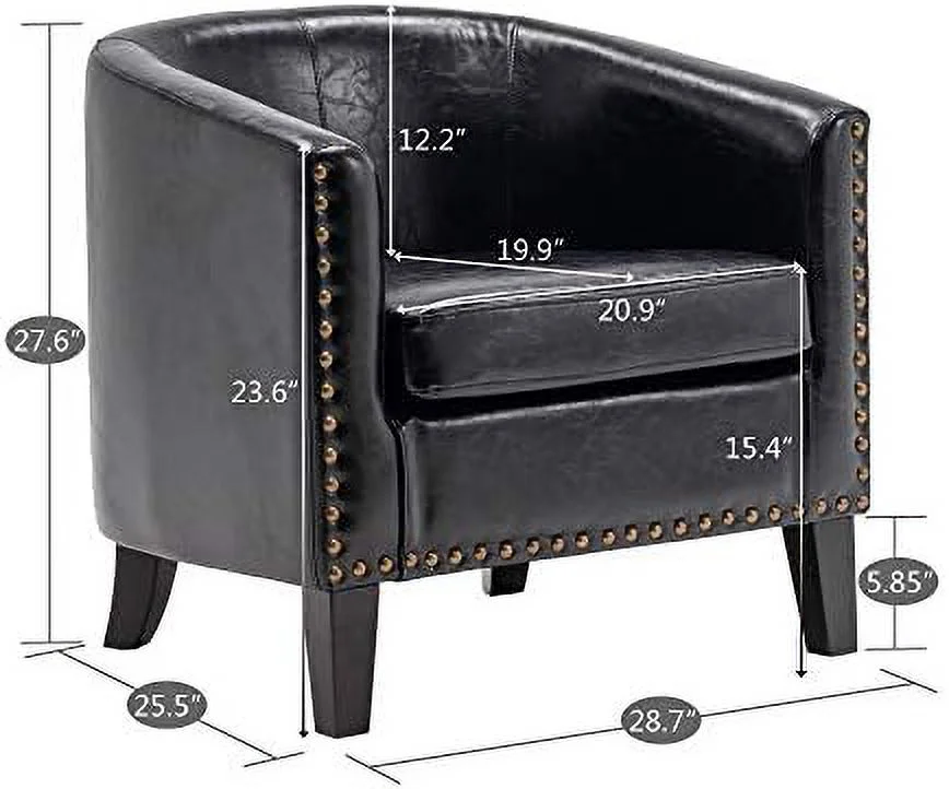 TJUNBOLIFE Elegant Barrel Chairs Set of 2  Faux Leather Bucket Chairs Accent Chairs for Living Room  Upholstered Tub Chairs Fireside Charis Corner