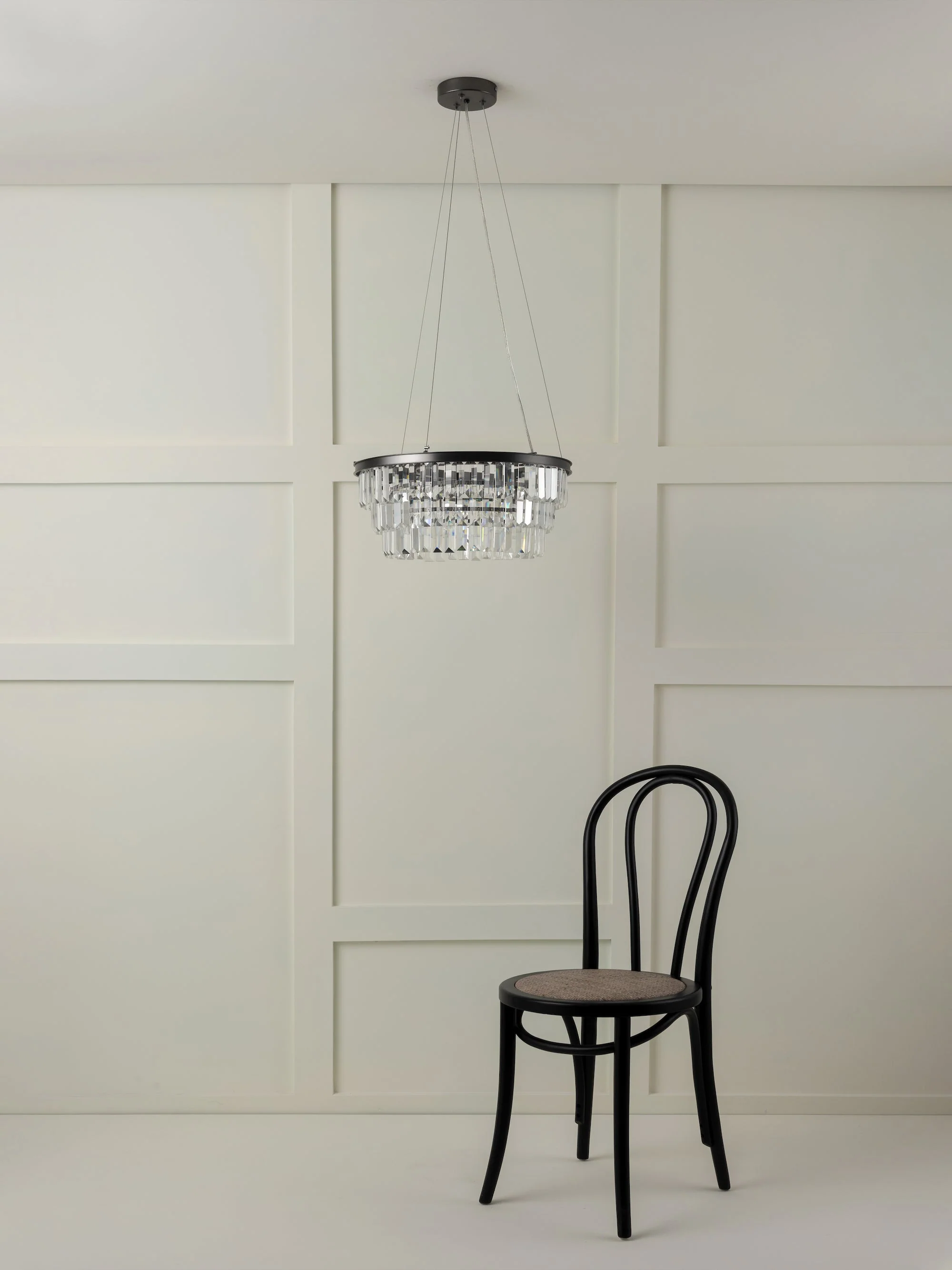 Alila - 5 light graphite silver tiered crystal glass chandelier