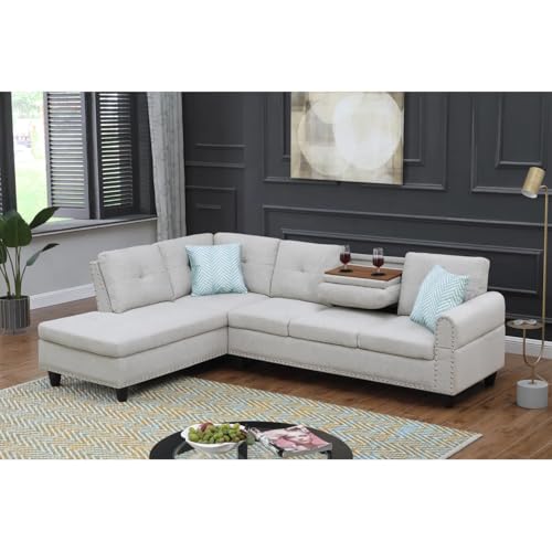 Devion Furniture Regis 4-in-1 Convertible L Shaped Couch with Pull Out Bed and Storage, Sectional Sleeper Sofa with Reversible Chaise for Living Room