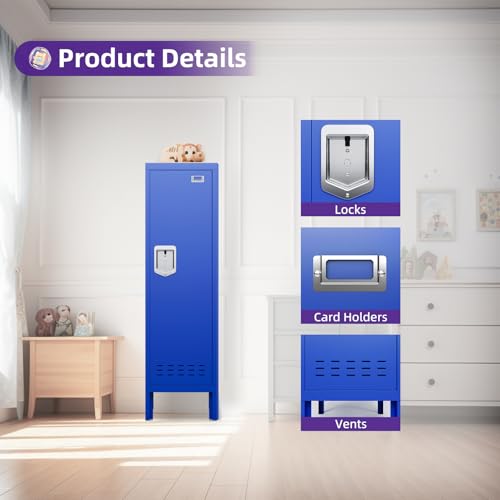 Metal Cabinet Home Office Storage,Lockers,Lockable Employees Metal Locker with Door,54" Height Steel Locker,Lockable Steel Locker for Gym,School,Home