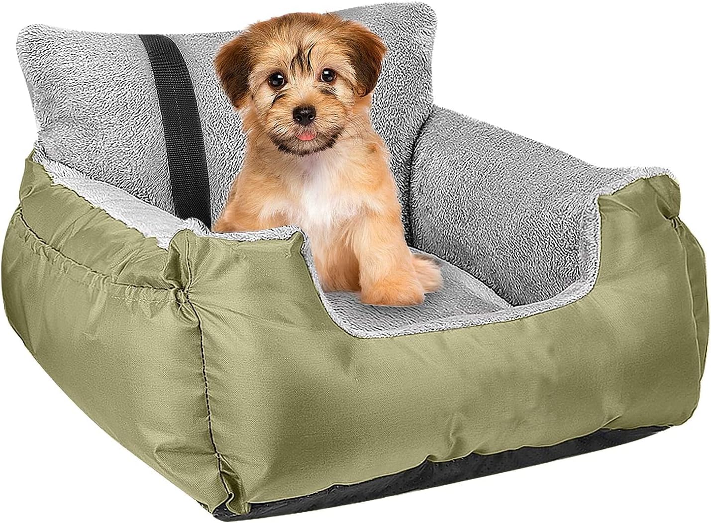 Dog Car Seat,Puppy Booster Seat Dog Travel Car Bed with Storage Pocket and Clip-on Safety Leash Removable Washable Cover for Small Dog (Grey