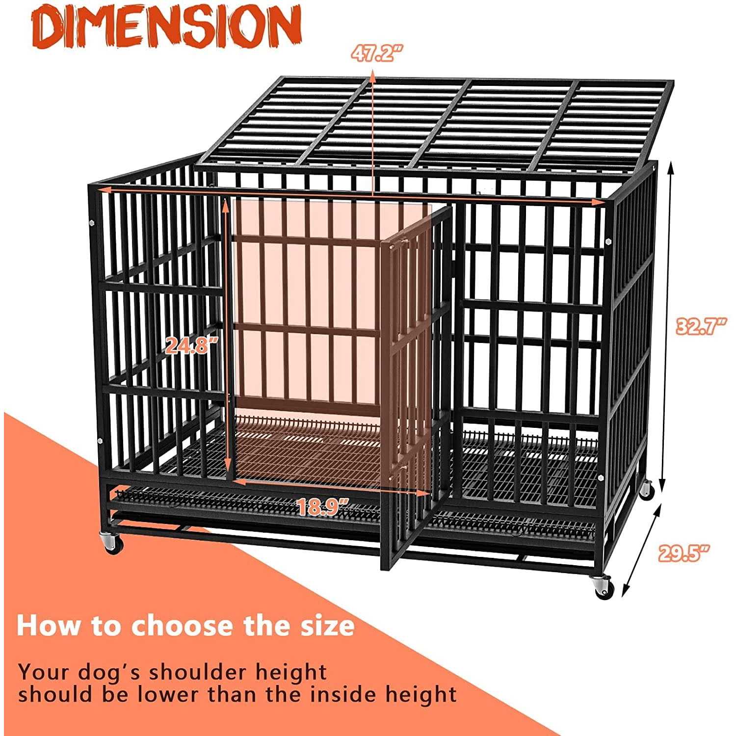 Vitesse Heavy Duty Indestructible high Anxiety Dog Crate cage for Outdoor and Indoor with Removable Tray - Pet Supplies online store