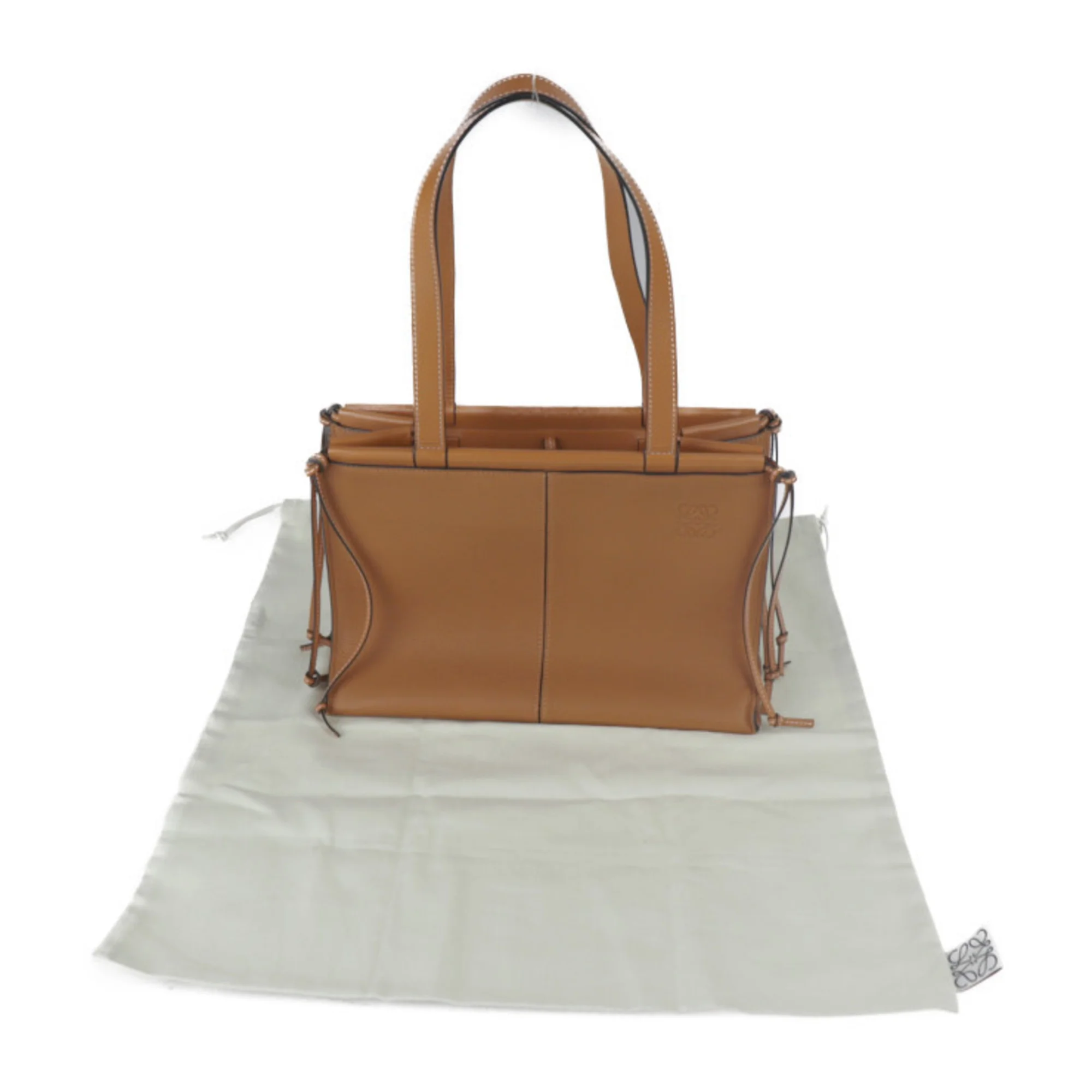 Pre-Owned LOEWE Loewe Cushion Tote Small Bag 309.12AA93 Calf Leather Camel Brown Shoulder (Good)