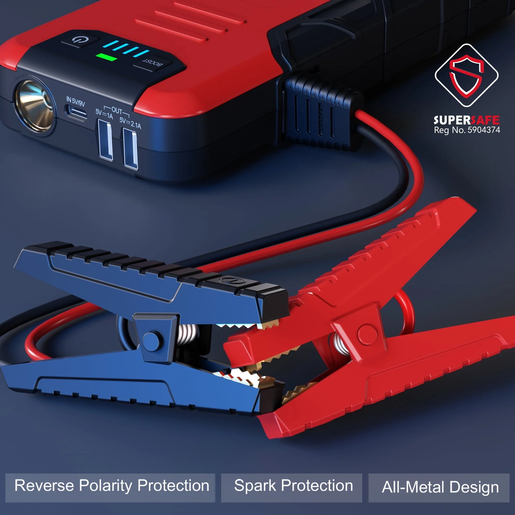GOOLOO Car Battery Jump Starter,4500A Peak Jump Starter with USB Quick Charge (for 10L Gas or Up to 8L Diesel)