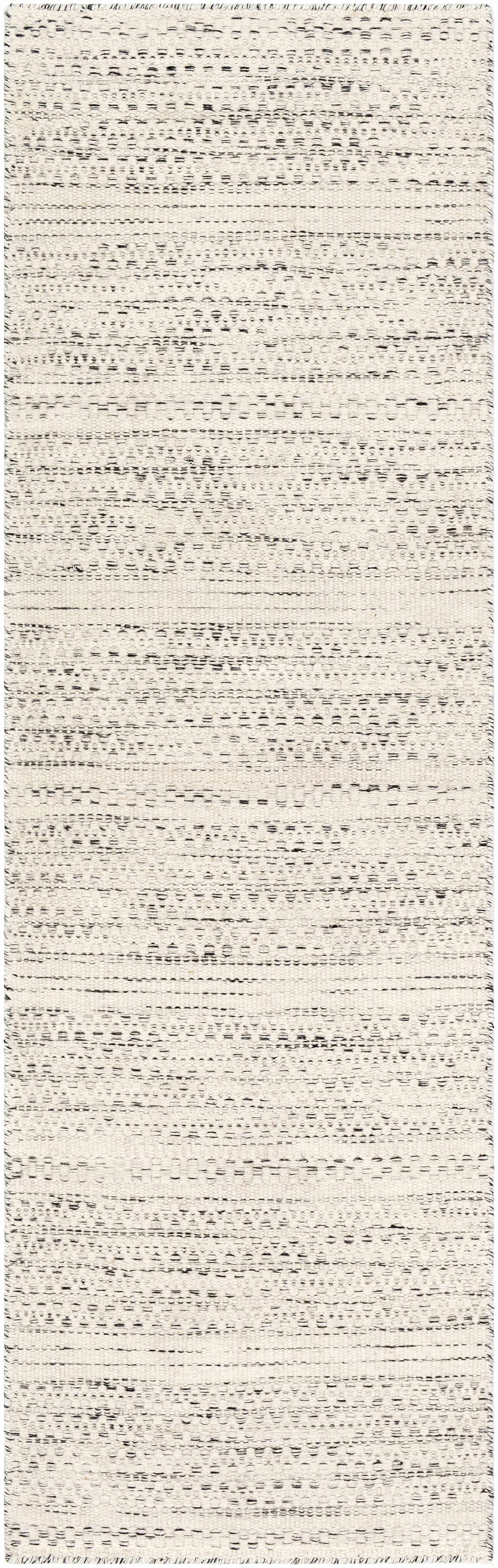 Wooly Natural Fiber Contemporary Living Room Bedroom Area Rug - Moroccan Farmhouse -100% Wool - Handmade Handwoven Carpet - Bohemian No Pile - Black