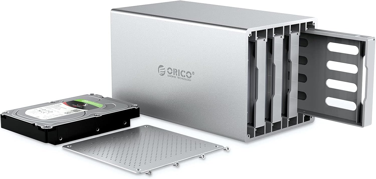 ORICO 4 Bay Hard Drive Enclosure 3.5inch Type-C to SATA Aluminum Alloy External HDD/SSD Storage Drive Enclosure Screw Installtion Data Safe