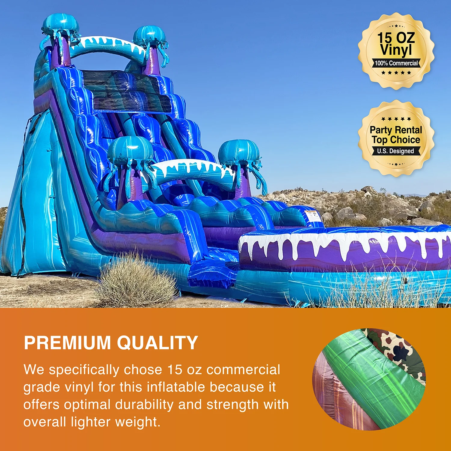 JumpOrange Commercial Grade Water Slide Inflatable with Splash Pool for Kids and Adults (with Blower), Electric Theme - Radiant Selections