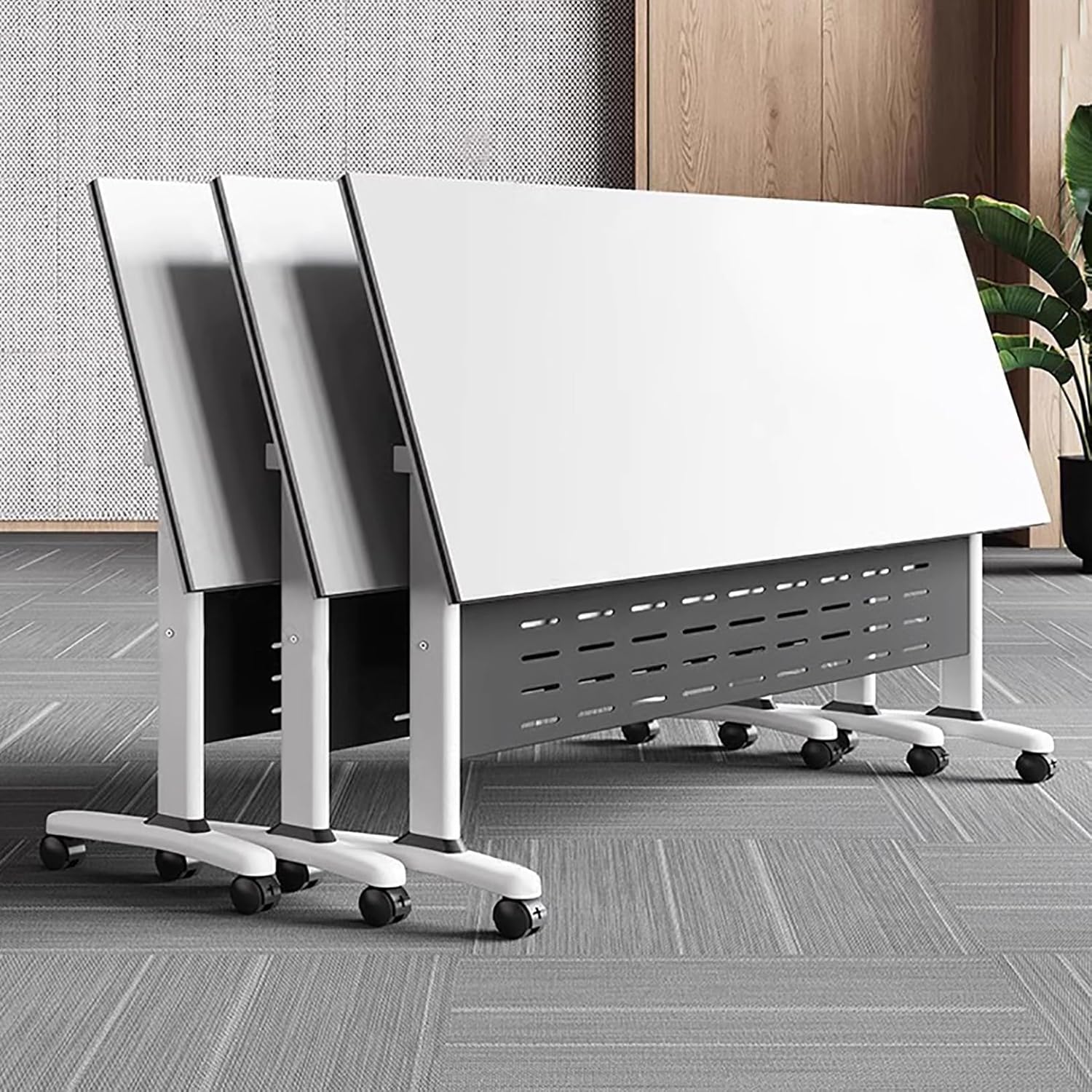 Conference Table Foldable Meeting Tables, Conference Rooms Training Rooms Flip Top Mobile Training Table, Rolling Meeting Table with Caster Wheels