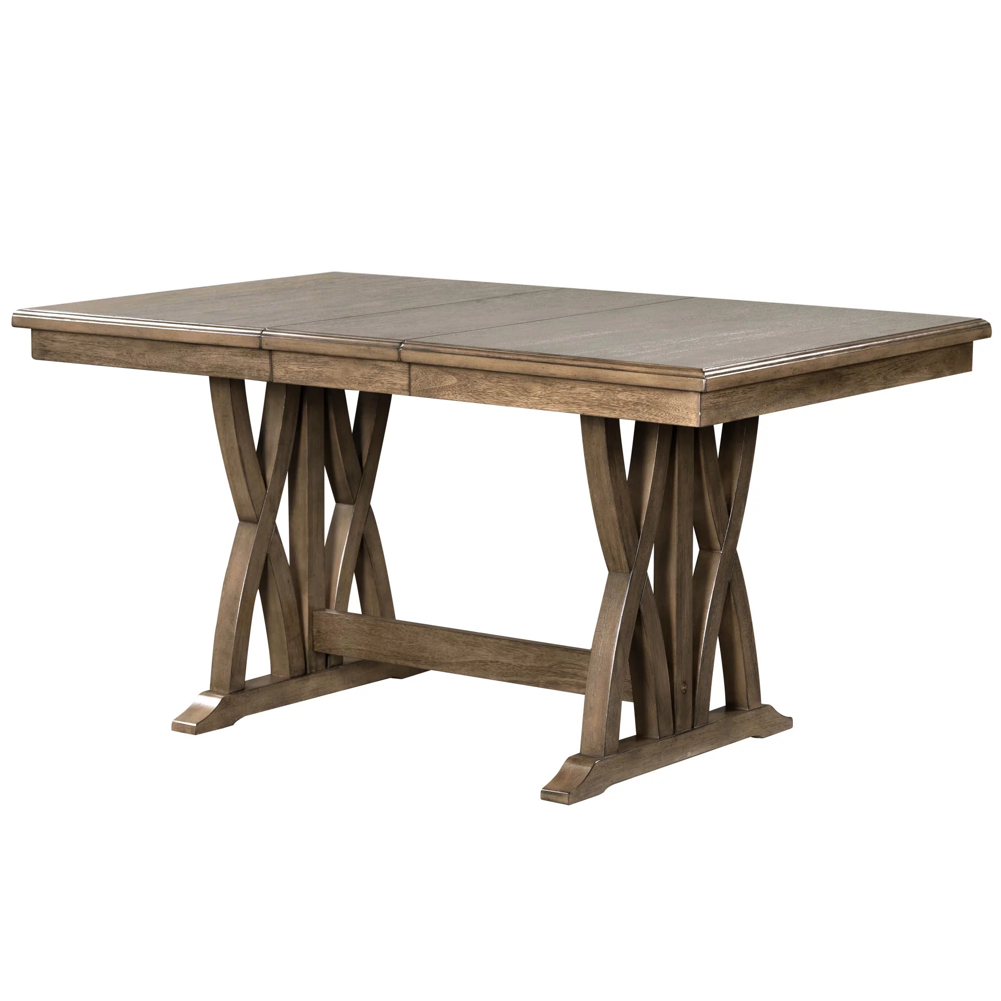 TOPMAX Mid-Century Solid Wood 7-Piece Dining Table Set Extendable Kitchen Table Set with Upholstered Chairs and 12" Leaf for 6