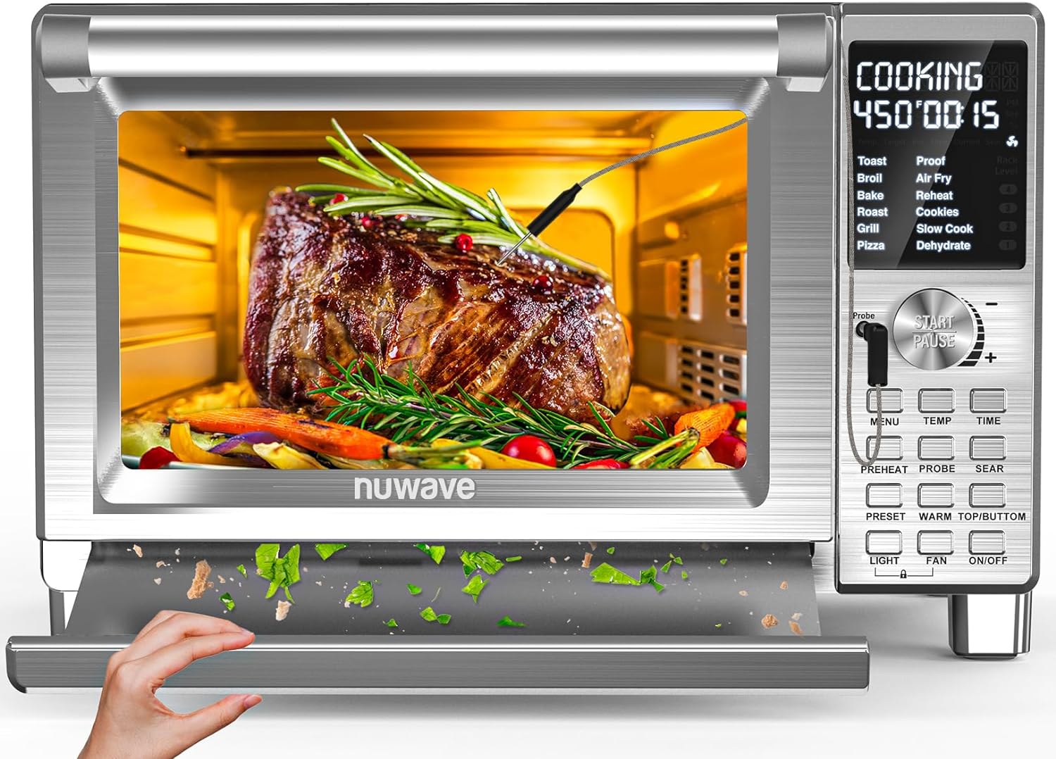 Nuwave Bravo XL Pro Air Fryer Toaster Oven, Improved 100% Super Convection, Quicker & Crispier Results, 112 Presets, Multi-Layer Even Cooking