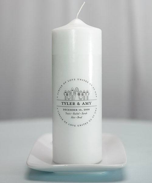 Interchangeable Family Crest Personalized Unity Candle - White