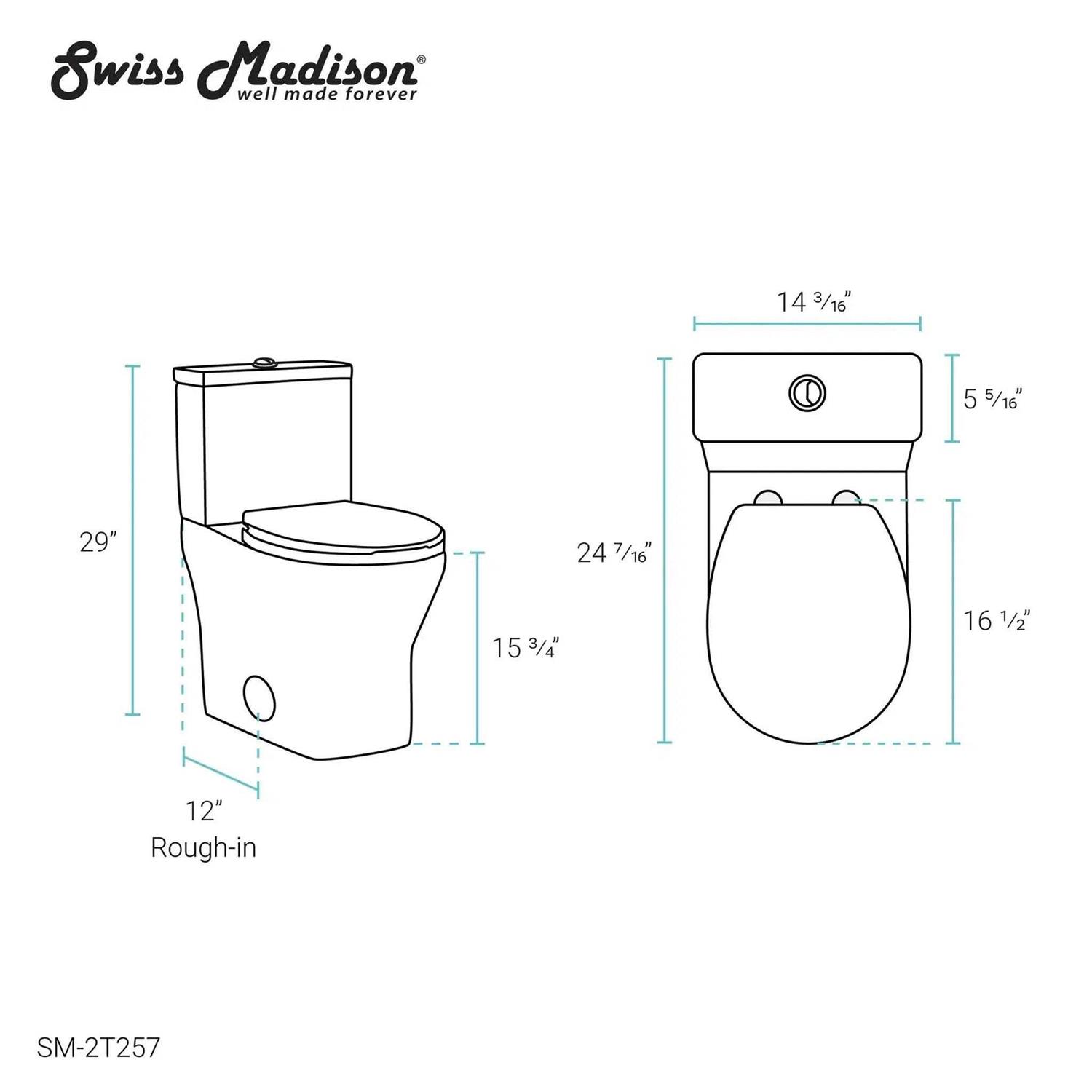 Swiss Madison Sublime II Two Piece Round Toilet Dual-Flush 0.8/1.28 GPF - Shop Hardware Tools Online Store
