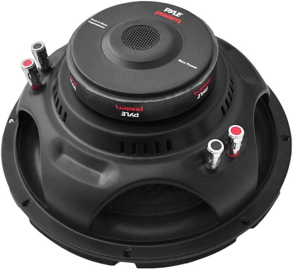 Pyle PLPW12D 12 3200W 4-Ohm DVC Car Subwoofer Sub 2 Pack w/ DVC 4 Ohm Impedance, Black Steel Basket, & Non Press Paper Cone and Dual Ported Enclosure