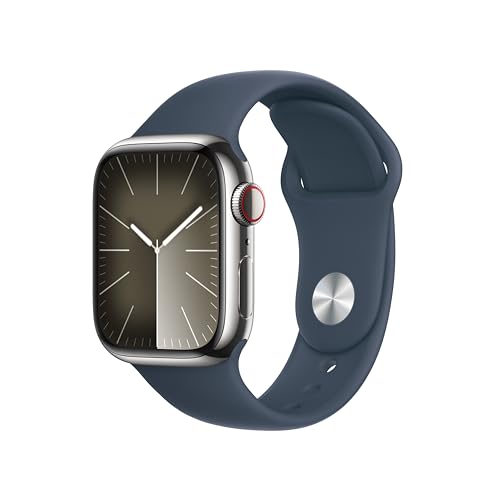 Apple Watch Series 9 [GPS + Cellular 45mm] Smartwatch with Starlight Aluminum Case with Starlight Sport Band M/L. Fitness Tracker, ECG Apps