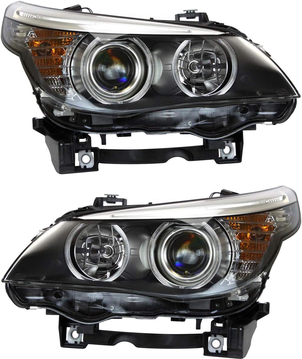 Garage-Pro Headlight Assembly Compatible with 2008-2010 BMW 528i 535i M5 550i Halogen, SedanWagon, Set of 2, Driver and Passenger Side, Clear Lens