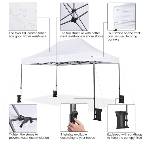 Yaheetech Heavy Duty Pop Up Canopy Tent, 10x20 Commercial Instant Shelter Tent for Wedding, Parties, Adjustable Outdoor Canopy with Wheeled Carry Bag