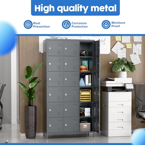 6 Door Metal Storage Locker 18 Hooks,Metal Locker for Employees with Lock for School Garage Office Gym Bedroom,Assembly Required