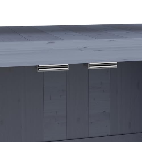 Outsunny Outdoor Wooden Potting Bench Table, Garden Workstation with Storage Cabinet, Aluminum Table Top, Rubber Wheels for Backyard, Patio, Balcony