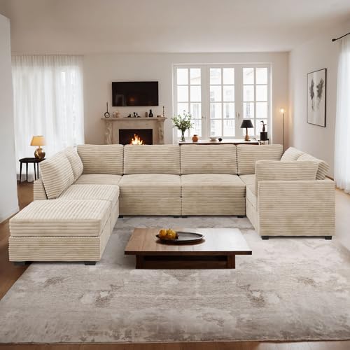 ovios 130.7" Modular Sectional Sofa Couch, U-Shaped Cloud Couches with 2 Ottomans Chaise
