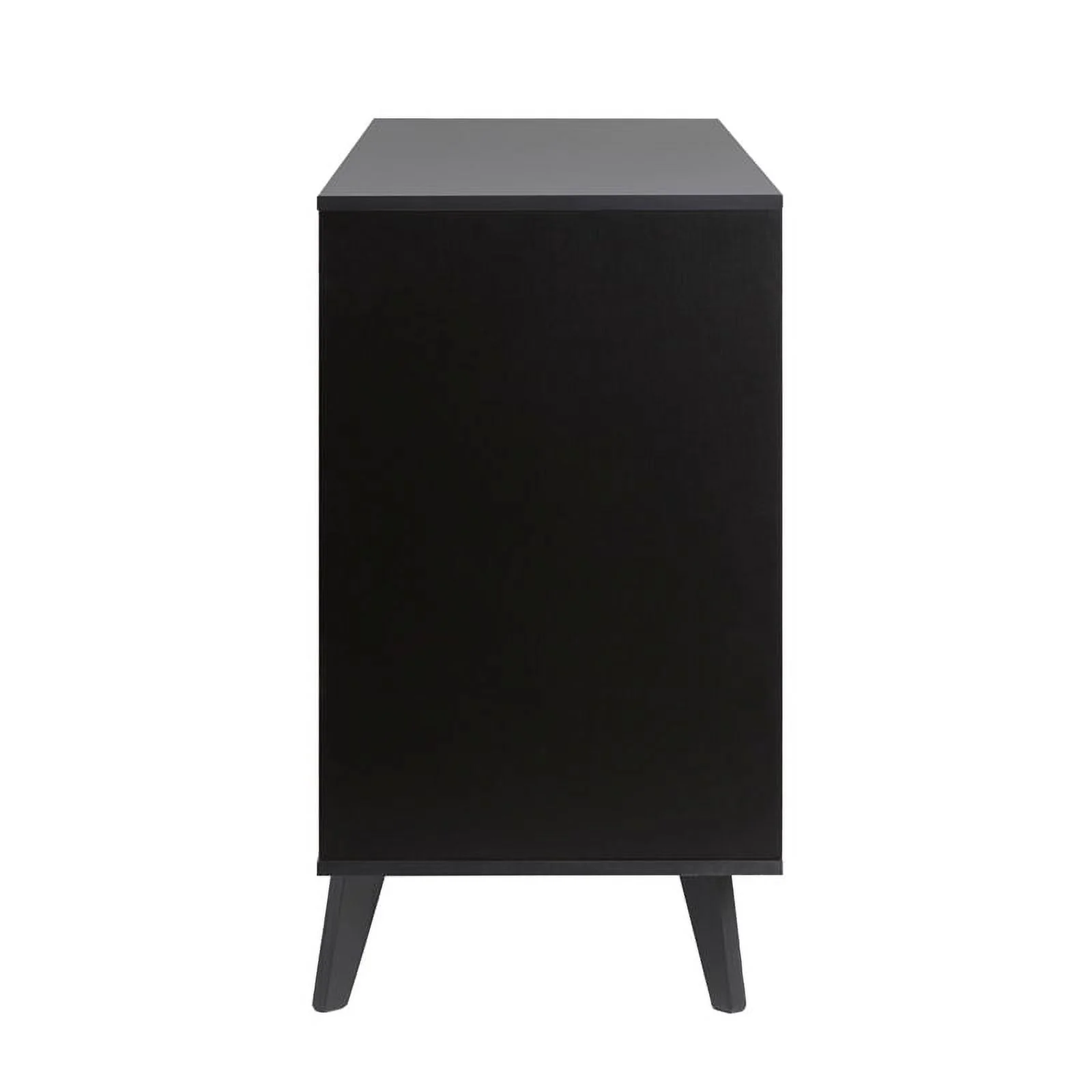 Pemberly Row Simple Wood 6 Drawer Dresser with Cut Out Handles - Black