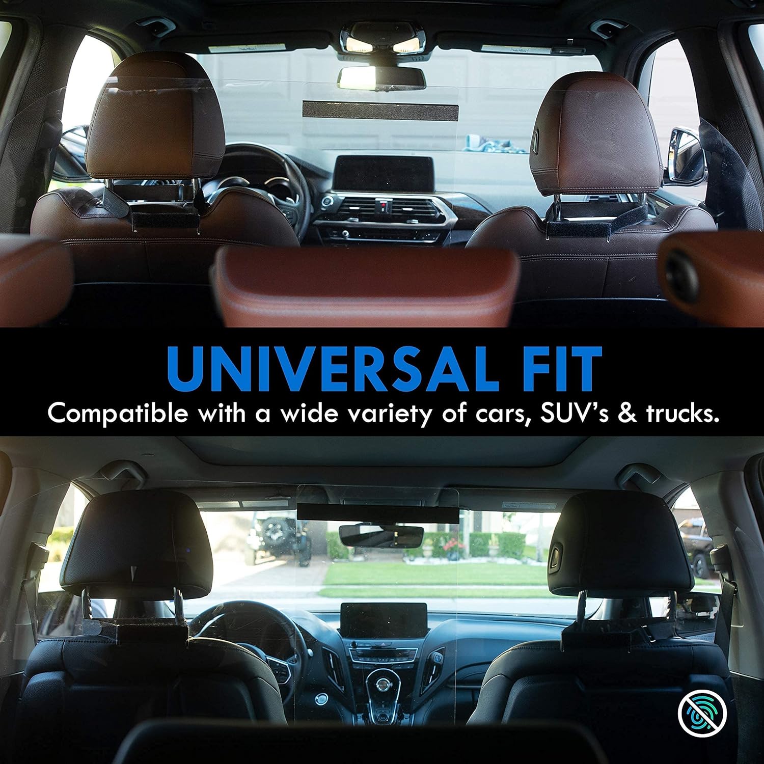 Kleantoolz Adjustable Plexiglass Car Sneeze Guard Barrier - Partition *IMPROVED For Most Vehicles, Shield For Rideshare Driver, Passengers