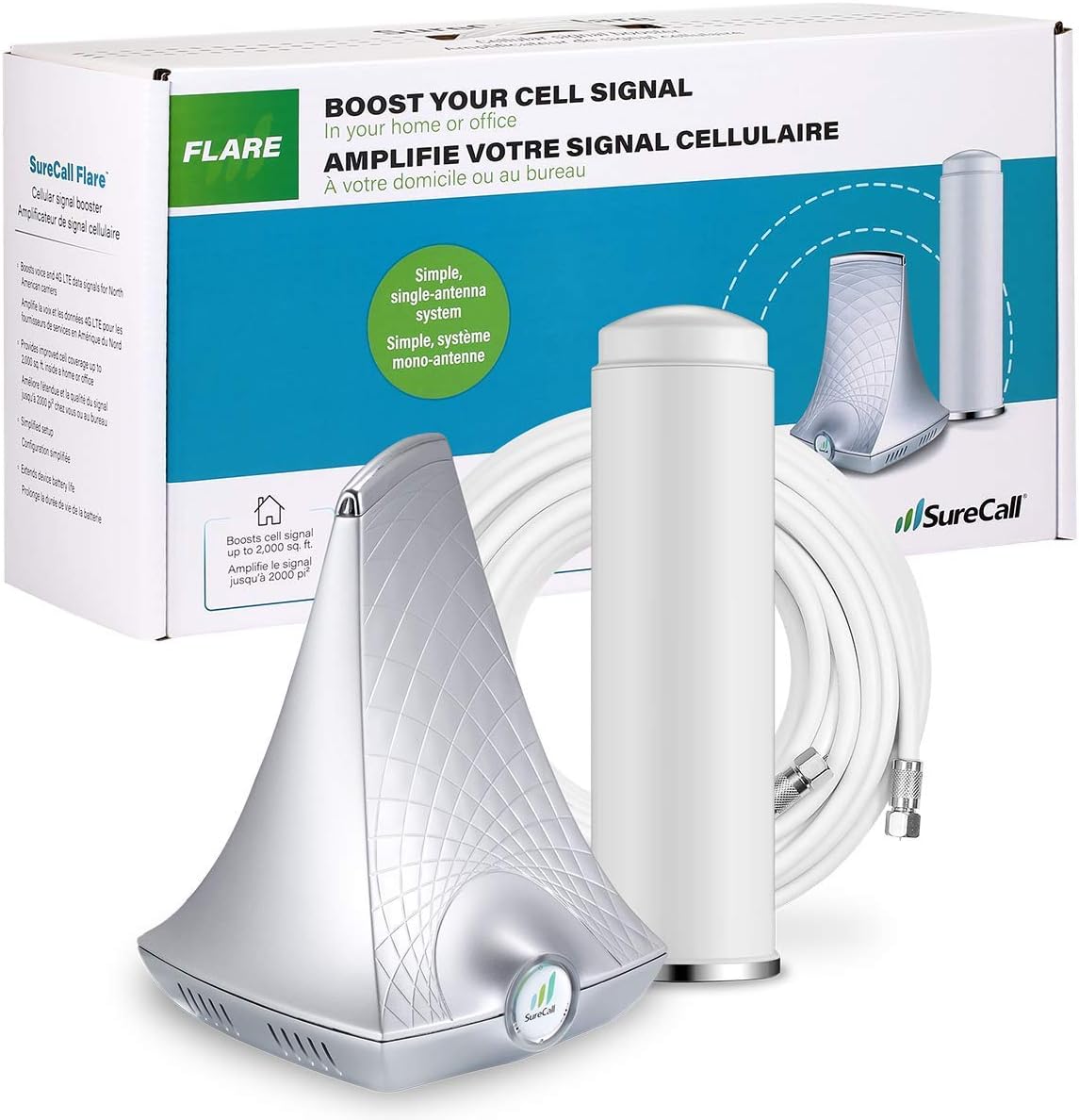 SureCall Fusion4Home Cell Phone Signal Booster up to 5000 sq ft, Boosts 5G/4G LTE, Yagi Panel Antennas, Home & Office Multi-User All Carrier