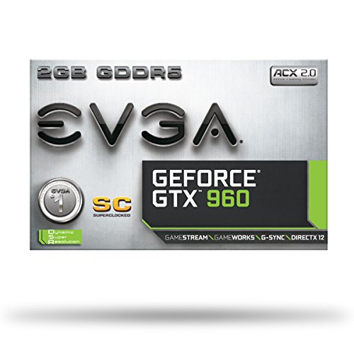EVGA GeForce GTX 960 2GB GAMING ACX 2.0+, Whisper Silent Cooling Graphics Card 02G-P4-2963-KR