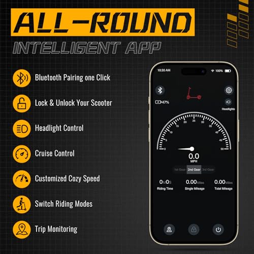 Electric Scooter, 10" Solid Tires, 500W Motor, 19MPH Max Speed & 21 Miles Range, Folding E-Scooter for Adults and Teens with Smart APP