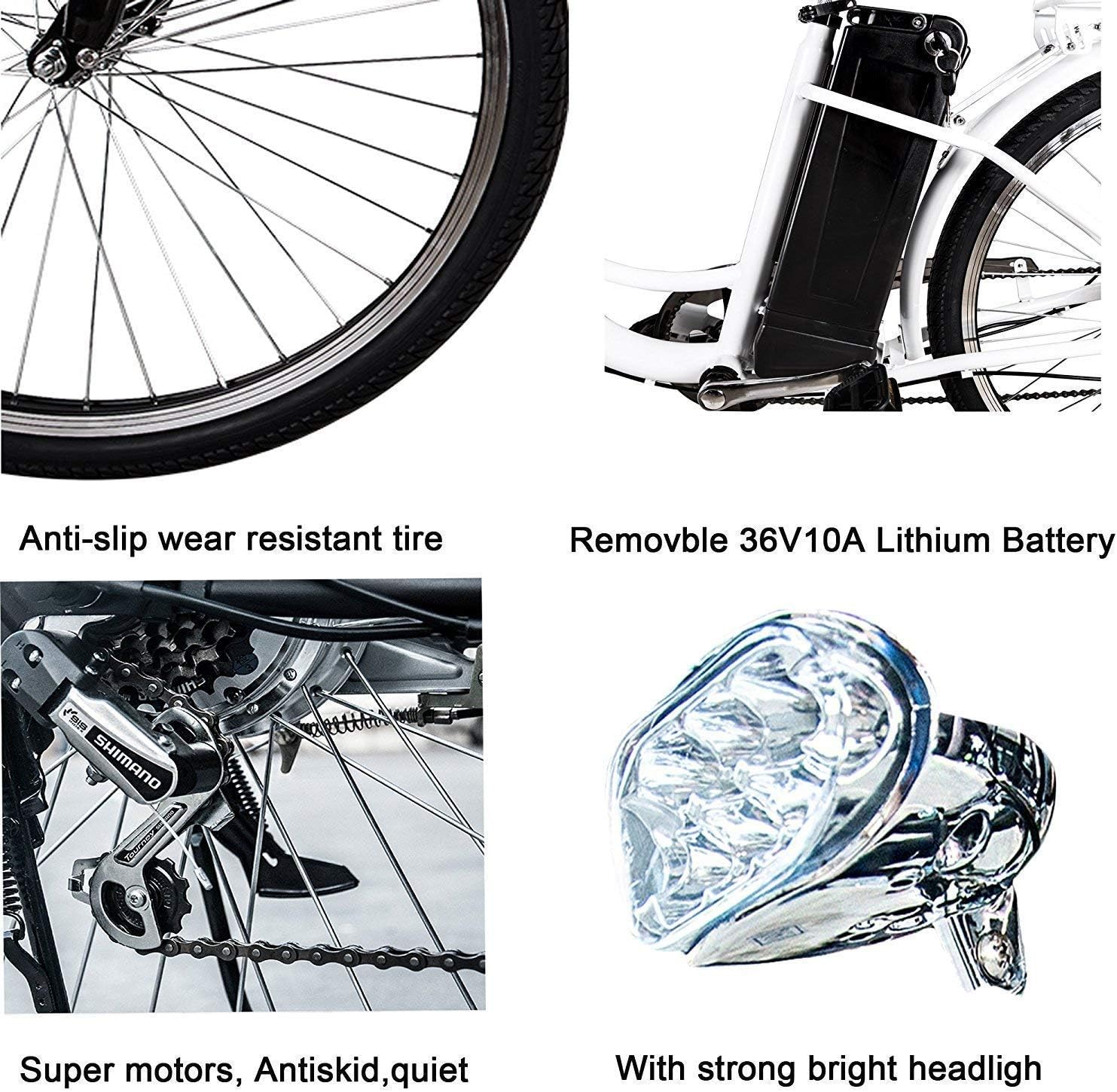 NAKTO 26 250W Cargo Electric Bicycle Sporting Shimano 6 Speed Gear EBike Brushless Gear Motor with Removable Waterproof Large Capacity 36V10A Lithium