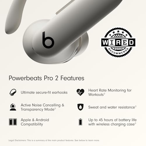 Beats Powerbeats Pro 2 Wireless Bluetooth Earbuds - Noise Cancelling, Heart Rate Monitor, IPX4, Up to 45H Battery & Charging Case