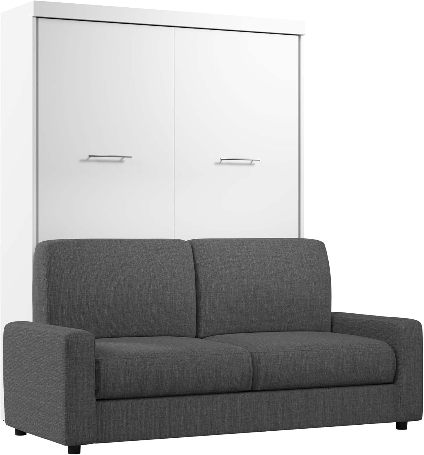 Bestar Nebula Murphy Sofa, 78-inch Space-Saving Wall Bed for Multipurpose Guest Room, Queen, White