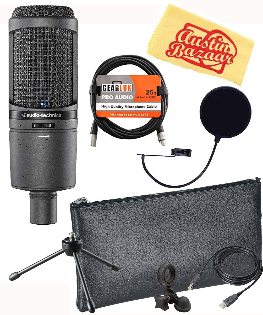 Audio-Technica AT2020USB+ Cardioid Condenser USB Microphone Bundle with Pop Filter and