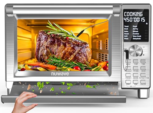 Nuwave Bravo XL Pro Air Fryer Toaster Oven, Improved 100% Super Convection, Quicker & Crispier Results, 100 Presets, Multi-Layer Even Cooking
