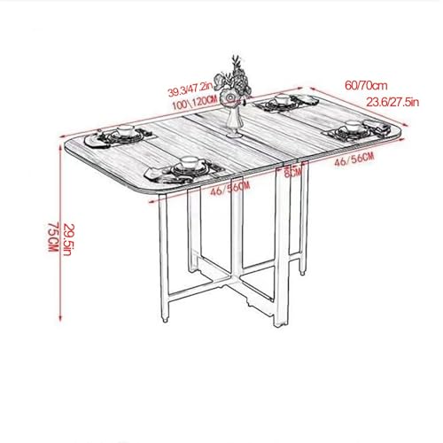 Folding Drop Leaf Dining Table, Wooden Folding Kitchen Table, Multifunctional extendable Table, Mobile Folding Table, Foldable, Expandable