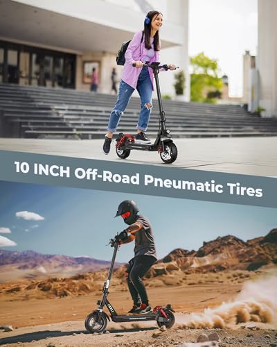 isinwheel GT1 Electric Scooter Adults, 28 MPH Top Speed, 28 Miles Range, 800W Motor E-Scooter, 10" Off-Road Tires, Double Braking Systems