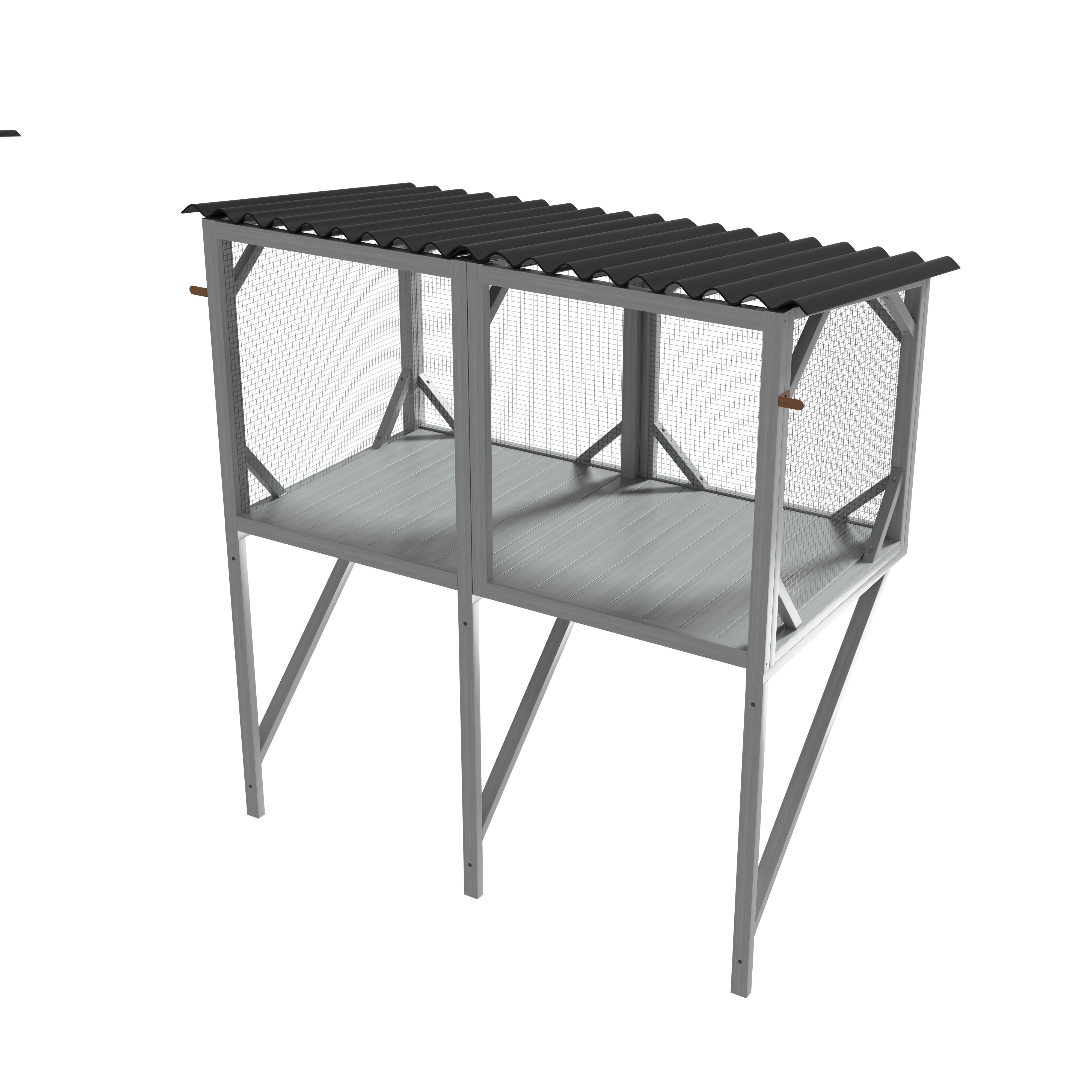 Montary Catio Outdoor Cat Enclosure with Window Access, 4-Tier Cat House with Wheels, Waterproof Roof &amp; Resting Box, Large Gray Cage