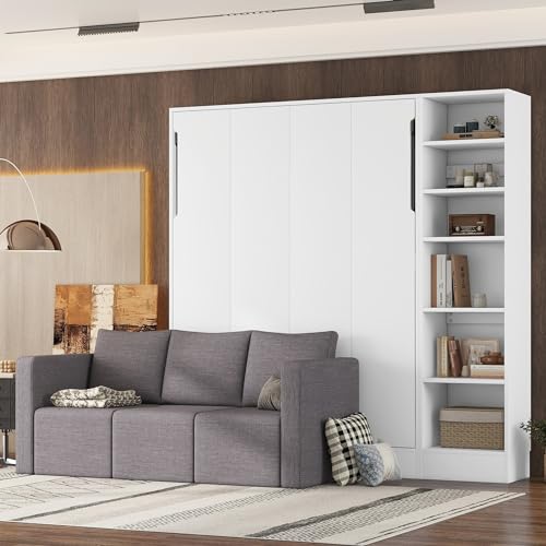 Ball & Cast Murphy Bed Wall Bed Queen Size with Cushion,Sofa Platform Bedfram Chest can be Folded,Wood Folding Hideaway w/Slat Support
