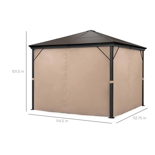 Best Choice Products 10x10ft Hardtop Gazebo, Outdoor Aluminum Canopy for Backyard, Patio, Garden w/Side Curtains, Mosquito Netting, Zippered Door
